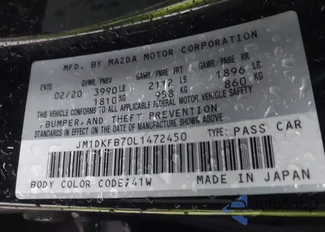 2020 Mazda Cx-3 Sport from USA, damaged, VIN JM1DKFB70L1472450